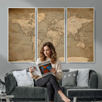 Dark World Map Canvas Print | Framed Travel Map Wall Art