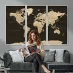 World Map Canvas Print | Framed World Map Wall Art for Couples