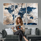 Rustic World Map Canvas Print | Framed Wall Art for Couples