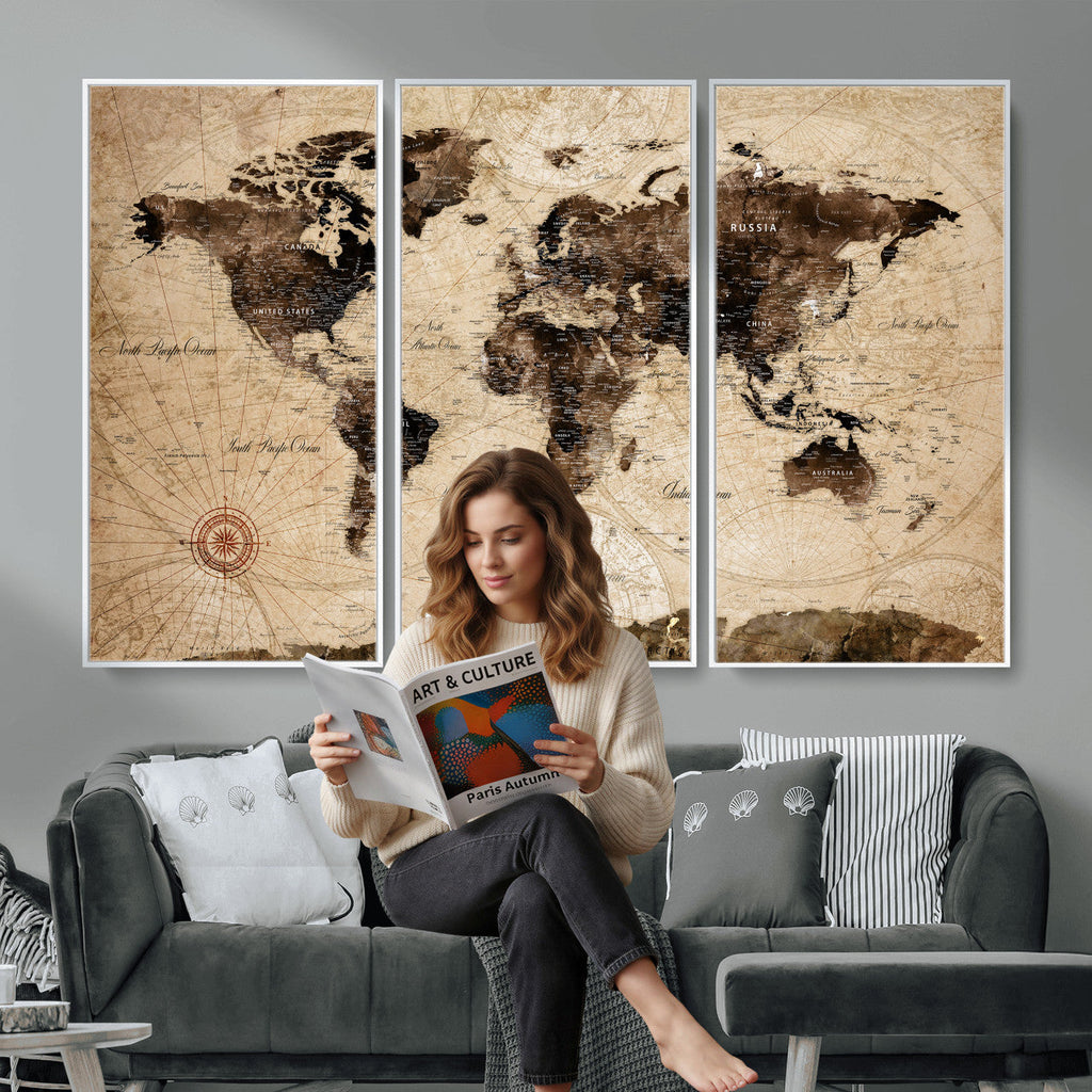 World Map Wall Art Canvas Print