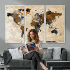 World Map Canvas Art Print | Framed Travel Map Wall Art