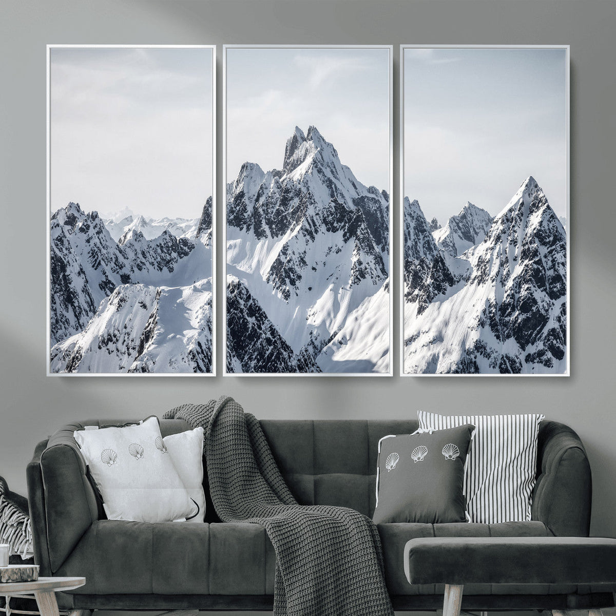 Snowy Mountain Range Canvas Print, Alpine Peaks Landscape Wall Art