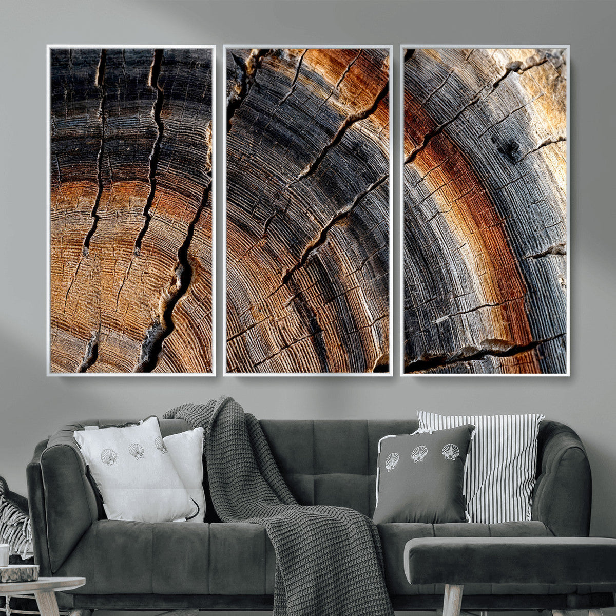Abstract Tree Ring Wall Art Print, Natural Rustic Wood Grain Canvas