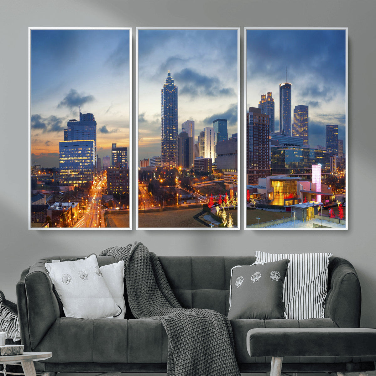 Atlanta Skyline Wall Art Canvas Print, Atlanta Downtown Night Cityscape