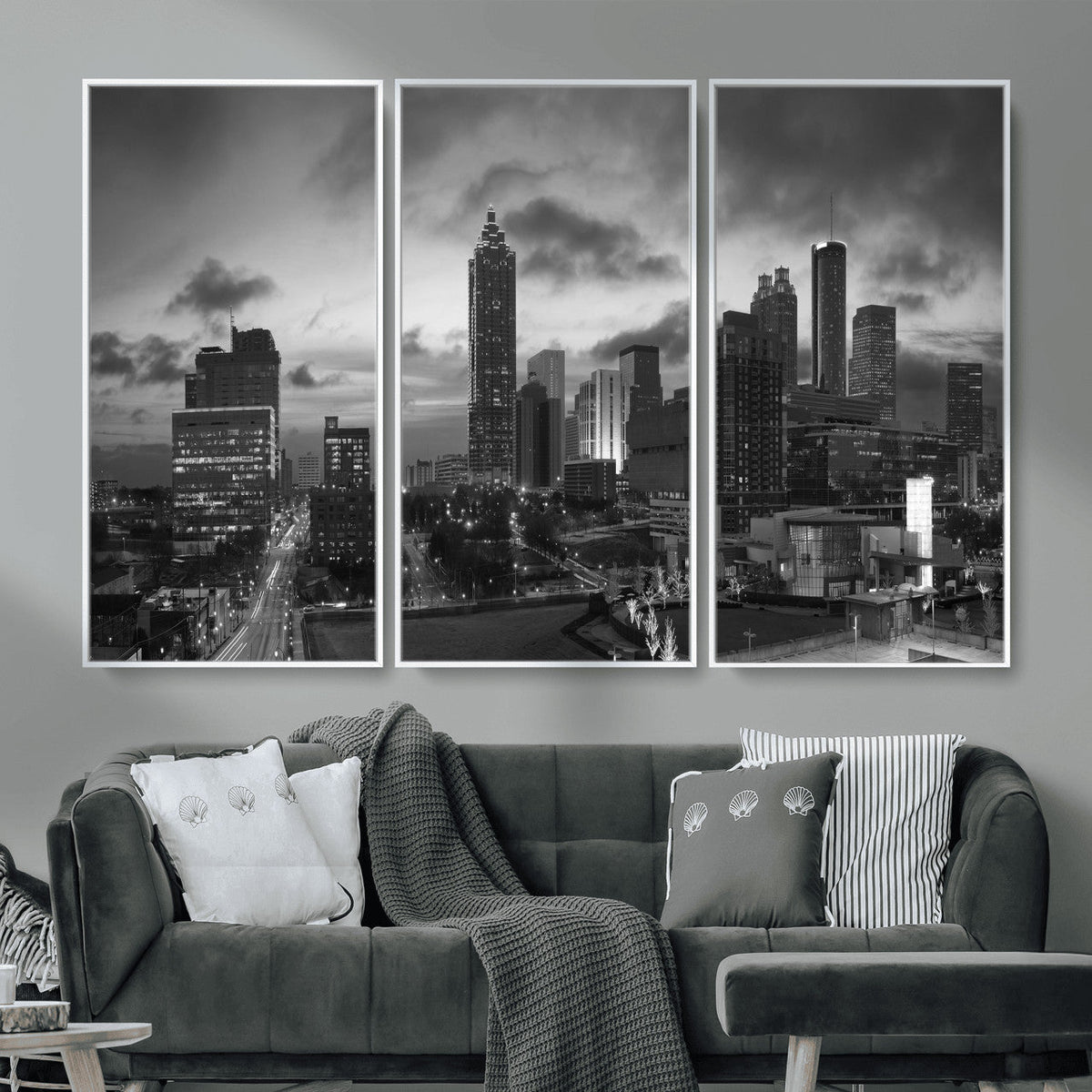 Atlanta Skyline Wall Art Canvas Print, Atlanta Downtown Night Cityscape