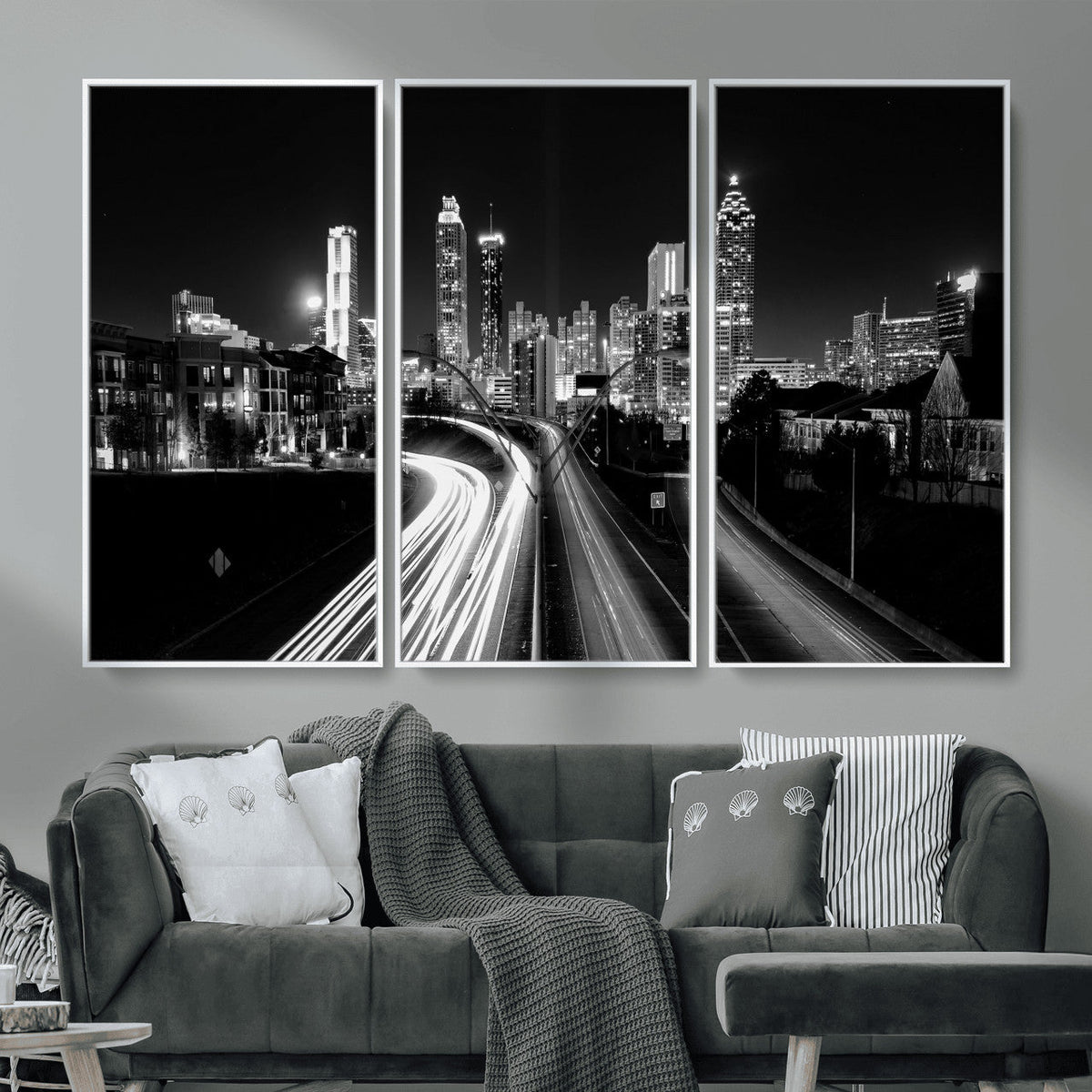 Atlanta Skyline Wall Art Canvas Print, Atlanta Downtown Night Cityscape