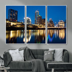 Austin Skyline Wall Art Canvas Print, Austin Downtown Night Cityscape