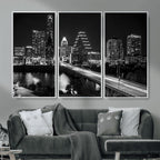 Austin Skyline Wall Art Canvas Print, Austin Downtown Night Cityscape