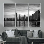 Chicago Wall Art Canvas Print, Chicago City Downtown Night Cityscape