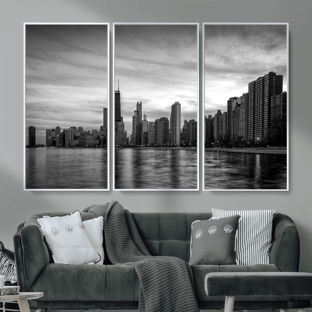Chicago Wall Art Canvas Print, Chicago City Downtown Night Cityscape