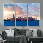 Chicago Wall Art Canvas Print - Chicago City Downtown Night Cityscape