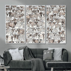 Abstract Texas Cow Wall Art Canvas Print, Farm Longhorn Art for Cabin Decor
