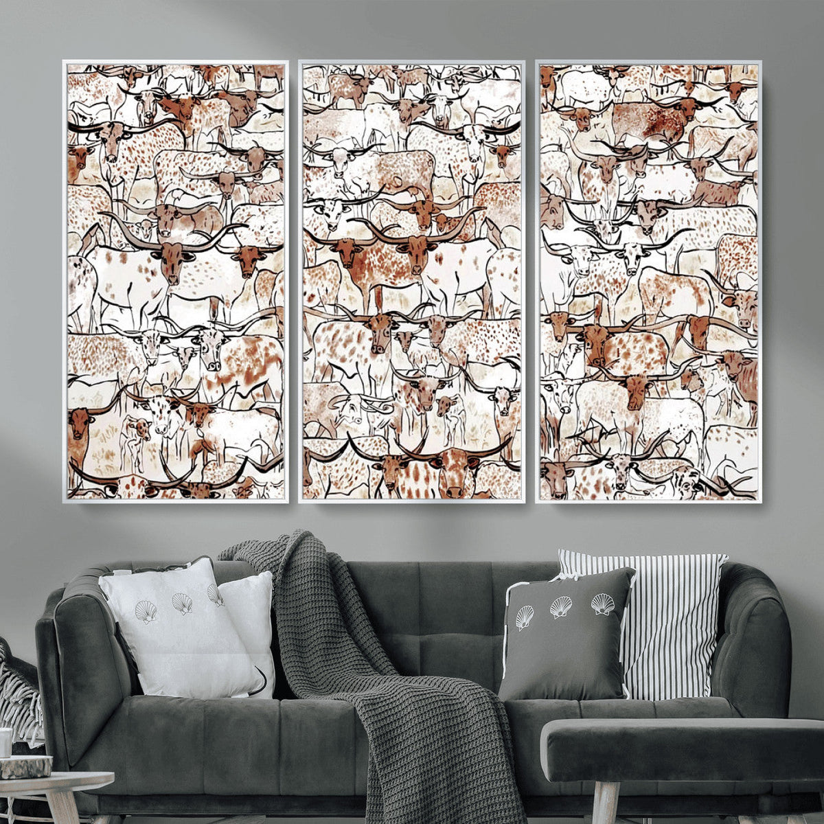 Abstract Longhorn Herd Wall Art Canvas Print