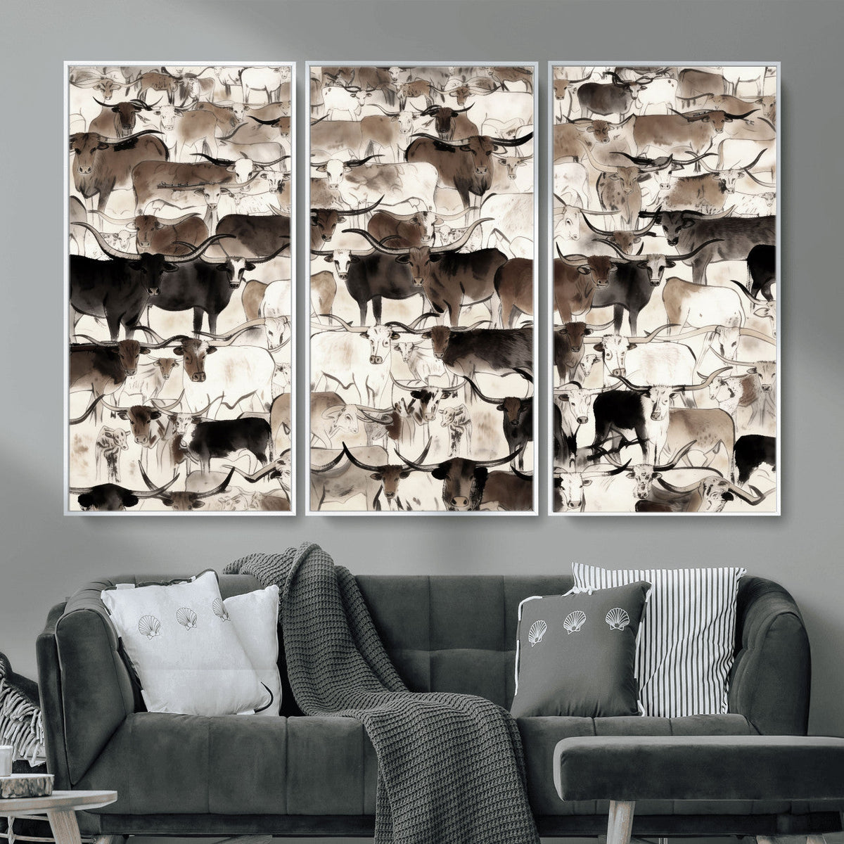 Abstract Texas Longhorn Print, Longhorn Herd Print