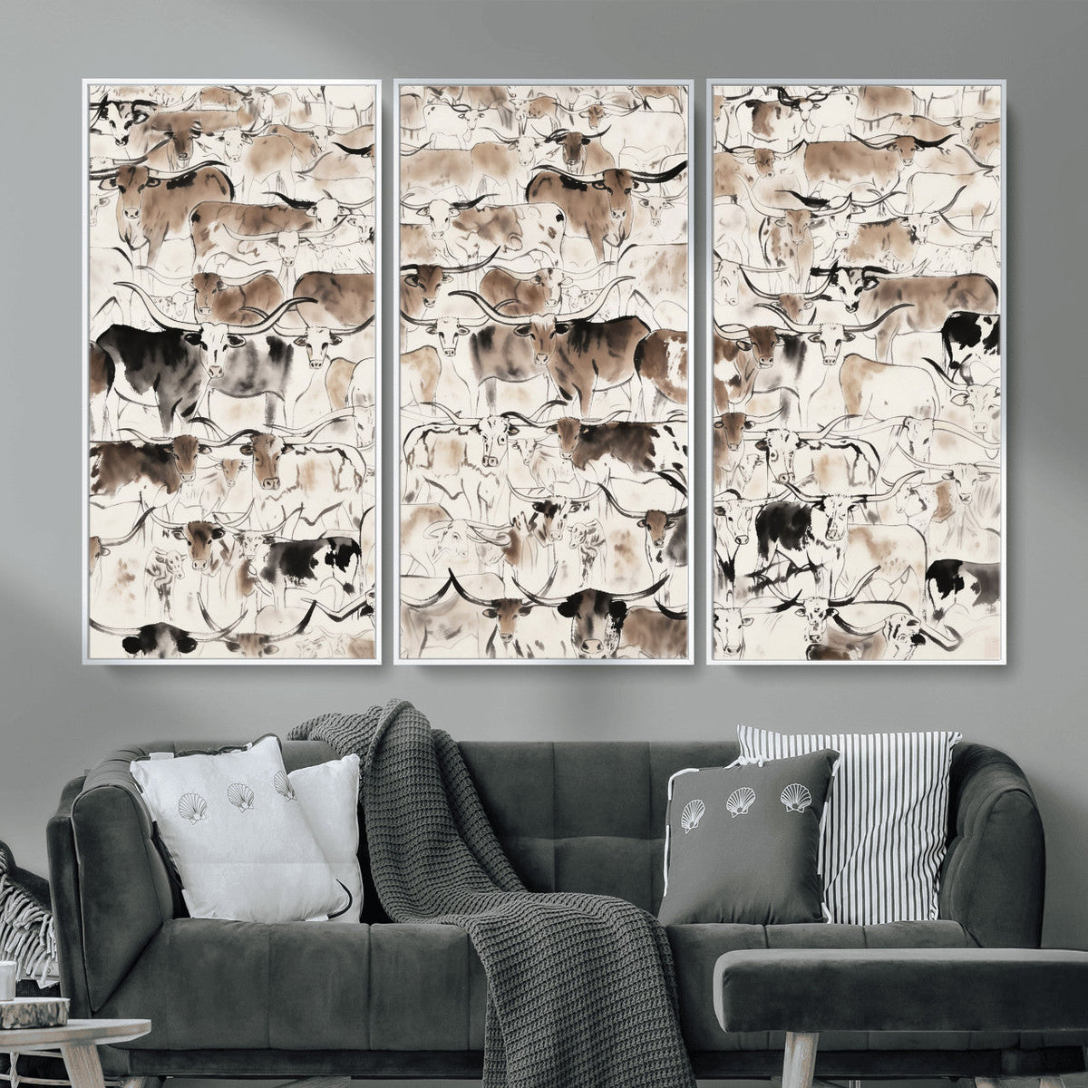 Abstract Texas Cow Canvas Print for Cabin and Western Home Decor