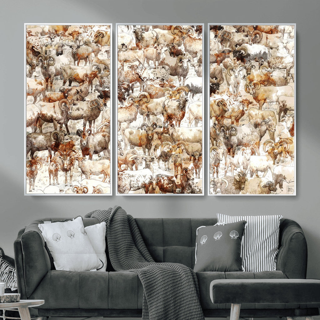 Farmhouse Bighorn Sheep Wall Art Canvas Print