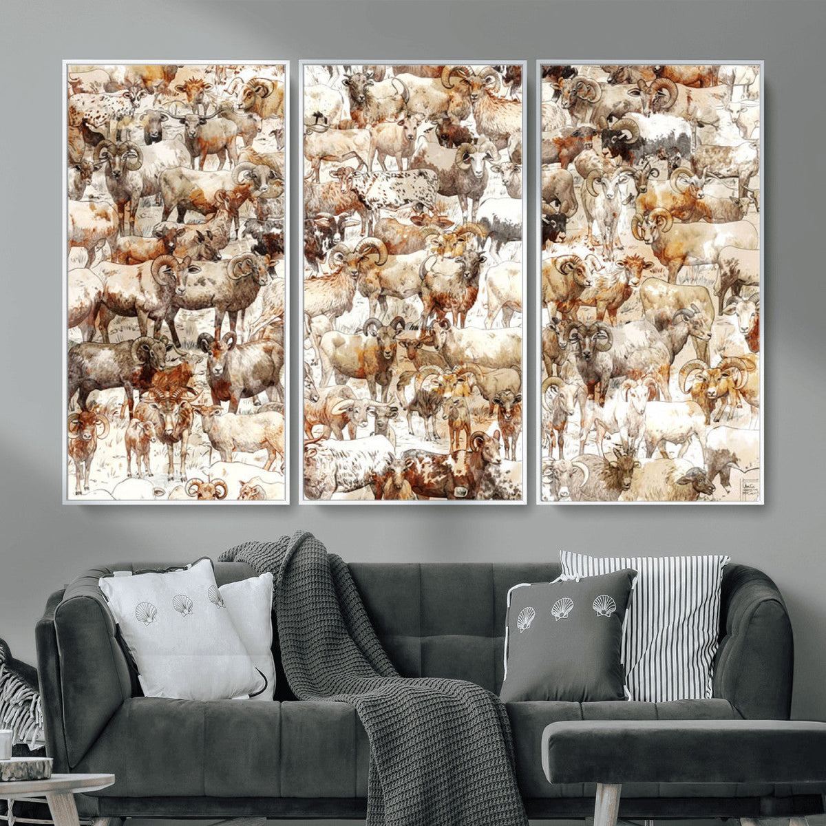 Farmhouse Bighorn Sheep Wall Art Canvas Print