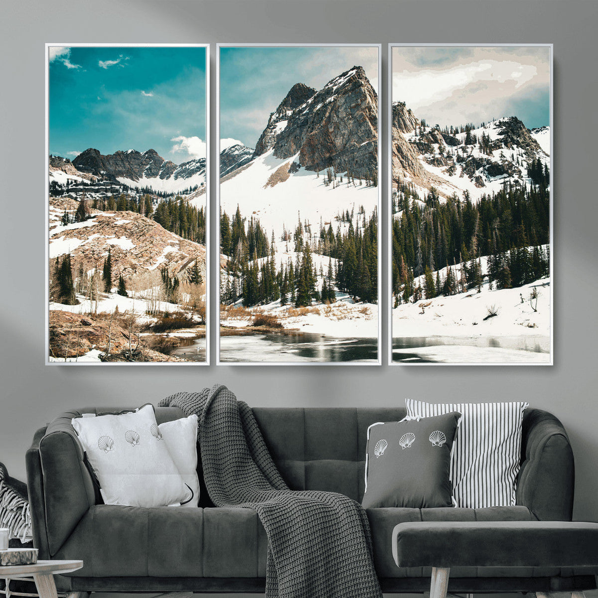 Snowy Mountain Wall Art Canvas Print, Alpine Pine Forest