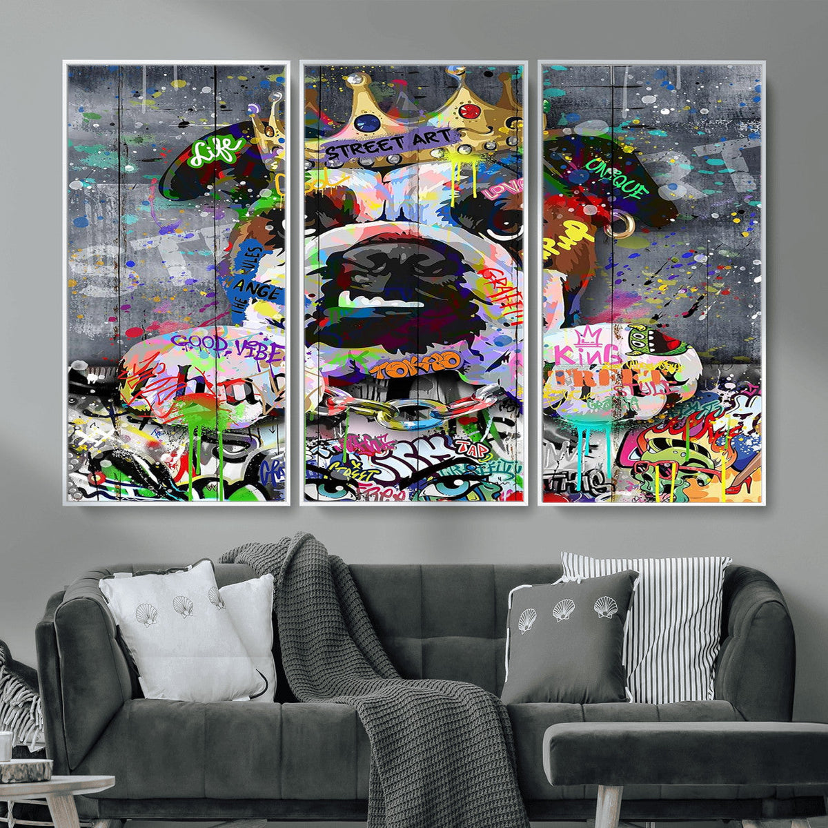 Graffiti Dog Wall Art Decor for Teen Bedroom | Abstract Graffiti Animal Canvas