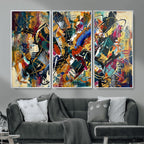 Geometric Abstract Wall Art Canvas Print, Orange Blue