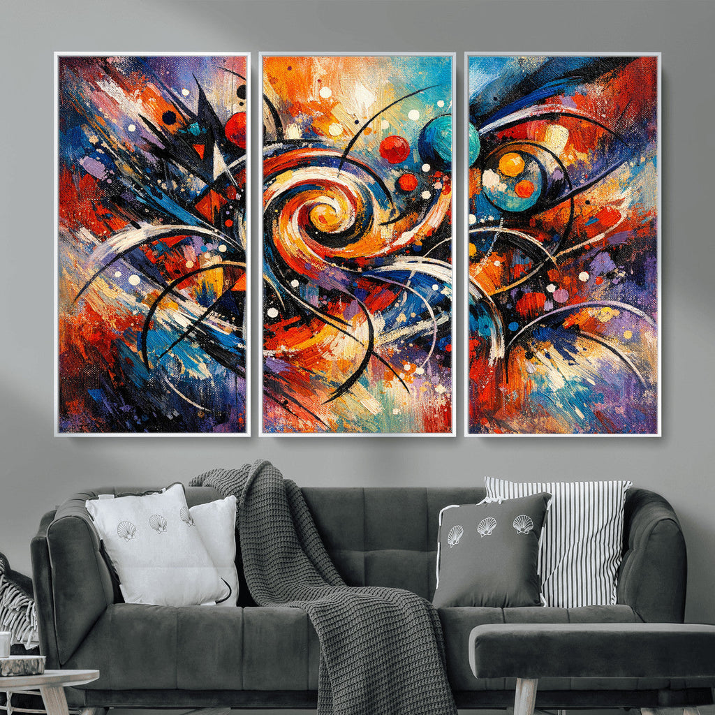 Geometric Abstract Wall Art Canvas Print, Orange Blue