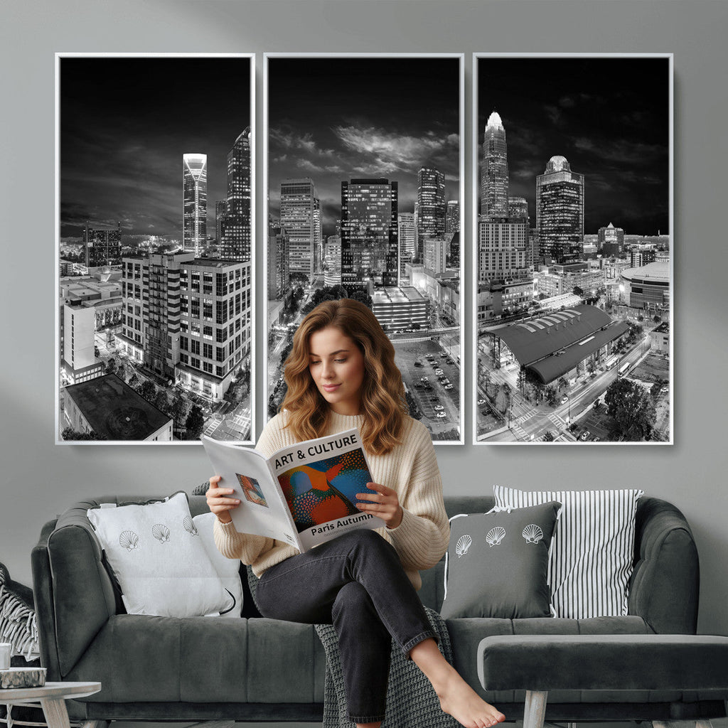 Charlotte Skyline Canvas Wall Art Print | North Carolina Cityscape