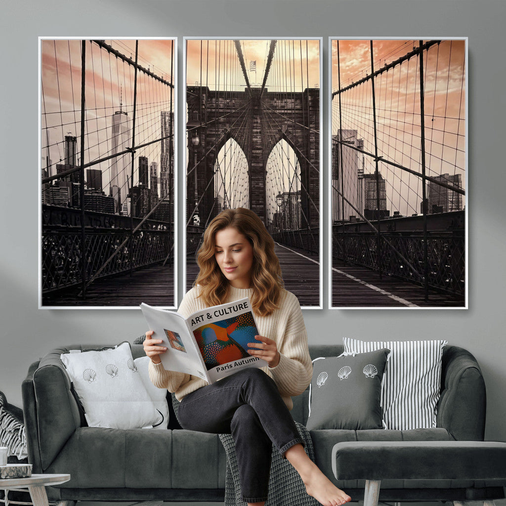 Brooklyn Bridge Canvas Wall Art, New York City Skyline Photography