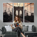 Brooklyn Bridge Canvas Wall Art, New York City Skyline Photography