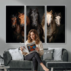 Horse Wall Art Canvas Print, Wild Horses Portrait Photography, Rustic Ranch Decor