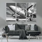Vintage Airplane on Runway Canvas Print