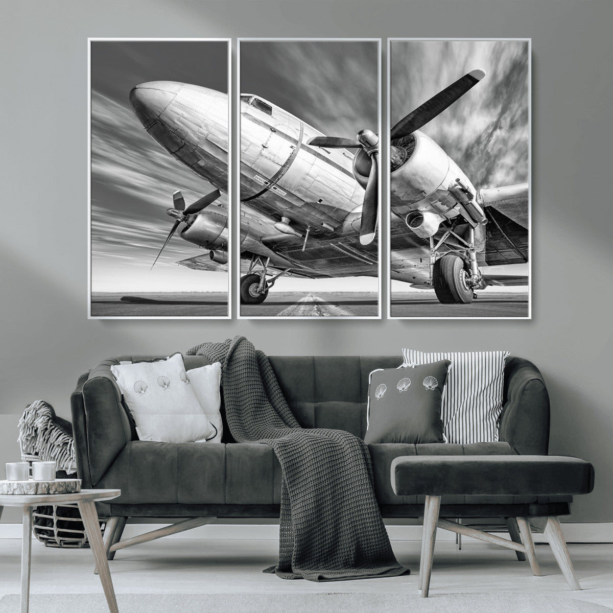 Vintage Airplane on Runway Canvas Print
