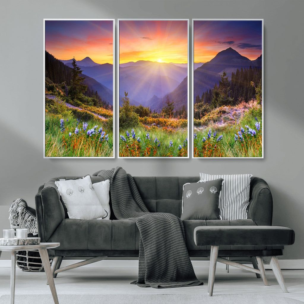 Mountain and Spring Wall Art Canvas Print