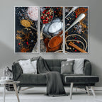 Spices and Seasonings Canvas Wall Art | Colorful Triptych Kitchen Decor