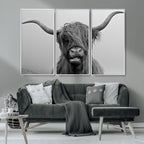 Texas Cow Wall Art Canvas, Texas Longhorn Cattle Canvas Print