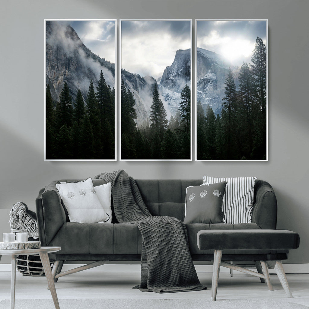 Wall Art Foggy Forest Landscape Canvas Print