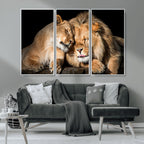 Lion and Lioness Wall Art Canvas Print | African Wildlife Animal Art