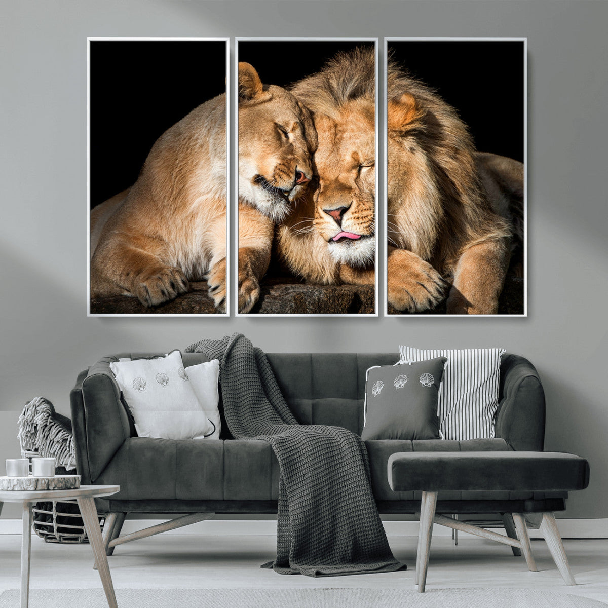 Lion and Lioness Wall Art Canvas Print | African Wildlife Animal Art
