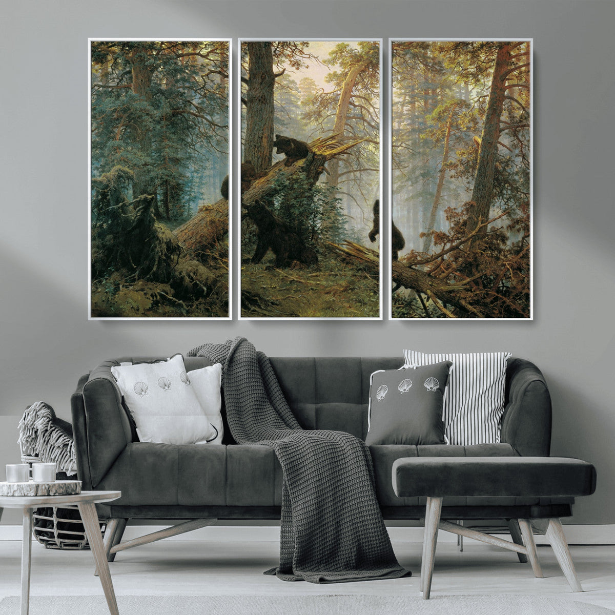 Baby Bears in Forest Wall Art Canvas Print