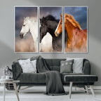 Animal Wall Art Three Horses Farmhouse Art Canvas Print