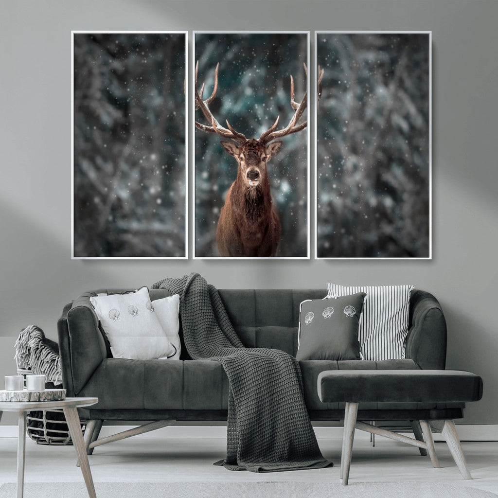 Wall Art Deer Art Animal Canvas, Framed Wall Art Deer Canvas