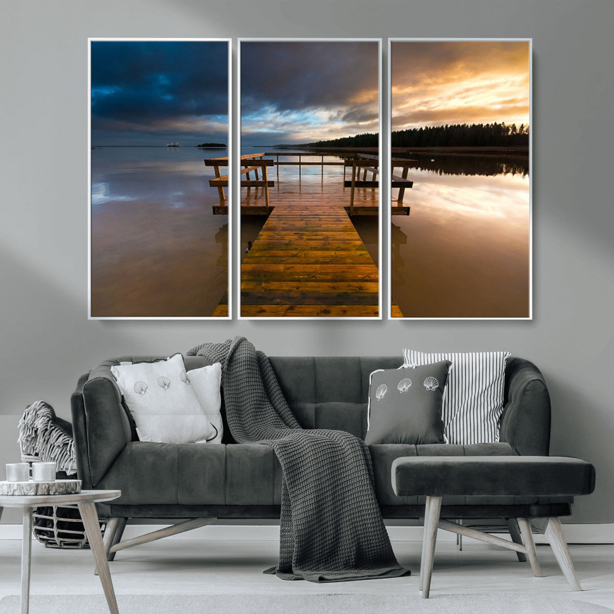 Serene Lake Pier at Sunset Canvas Print | Landscape Wall Art | Ready to Hang