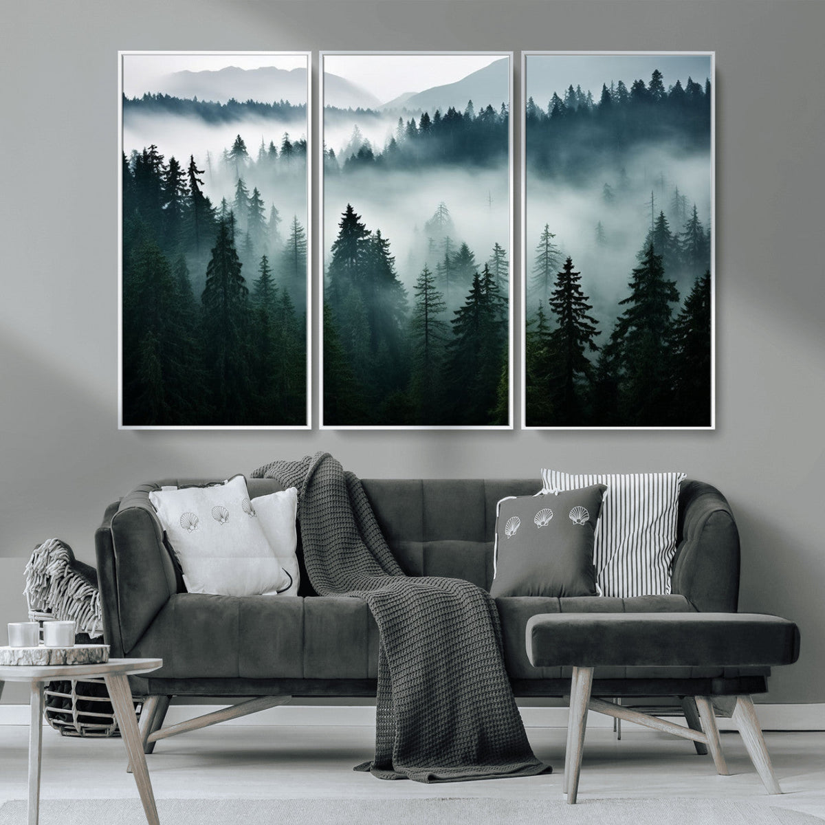 Captivating Misty Forest Wall Art Canvas, Premium Canvas Print of a Foggy and Serene Atmosphere