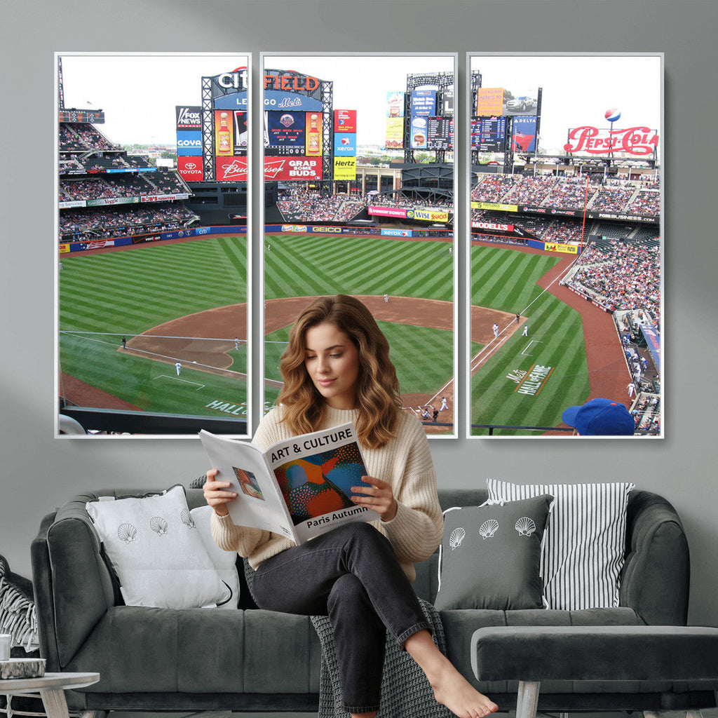 New York Mets Baseball Team Print, Citi Field Baseball Stadium Wall Art