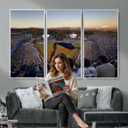 Dodger Stadium Sunset Game Triple Canvas Wall Art, Los Angeles Dodgers MLB Match