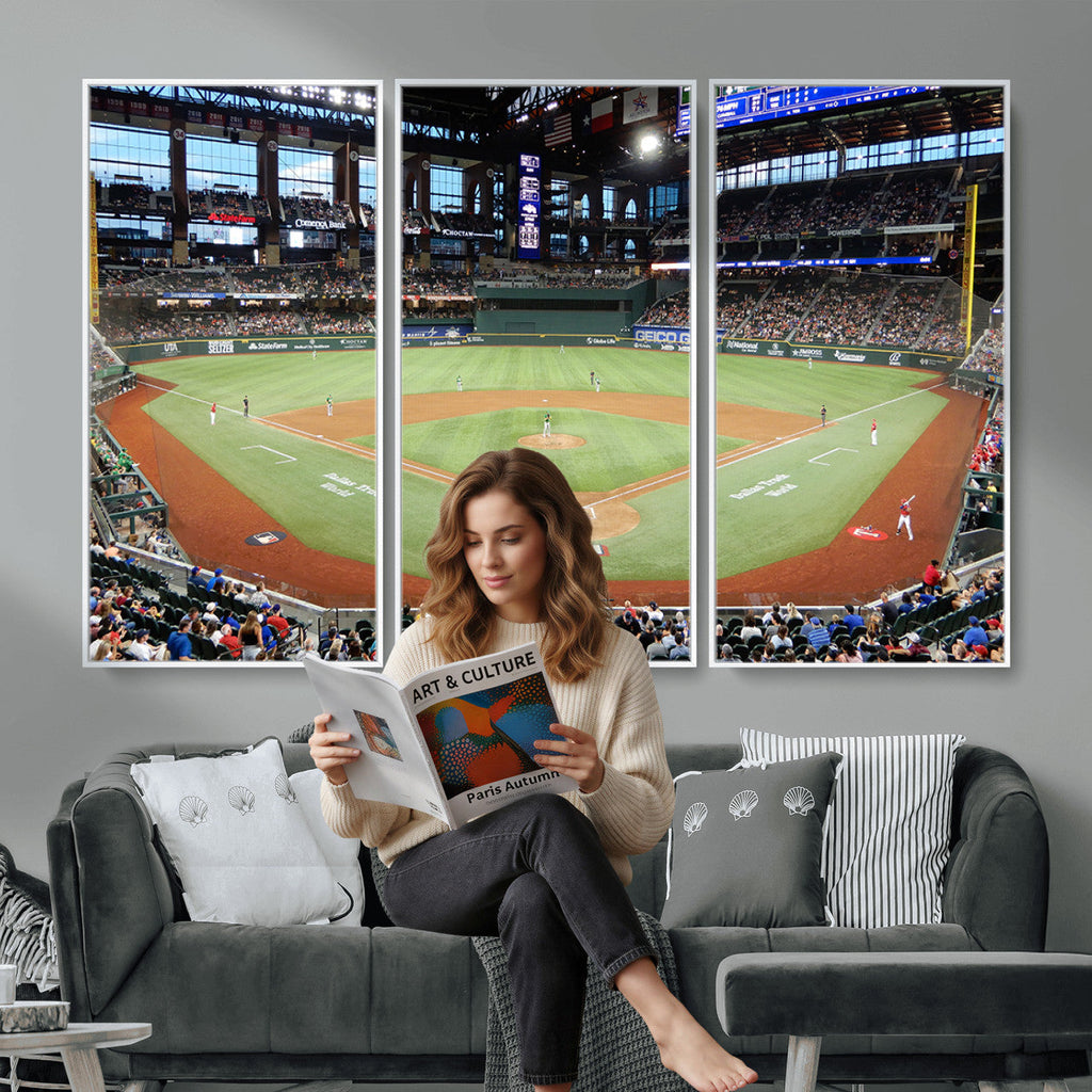 Texas Rangers Baseball Team Print, Arlington Globe Life Field Stadium Wall Art
