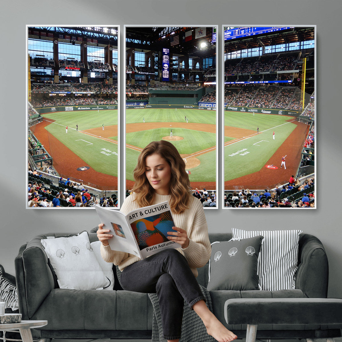 Texas Rangers Baseball Team Print, Arlington Globe Life Field Stadium Wall Art