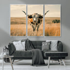 Texas Cow Wall Art Canvas Print for Farm House Wall Decor