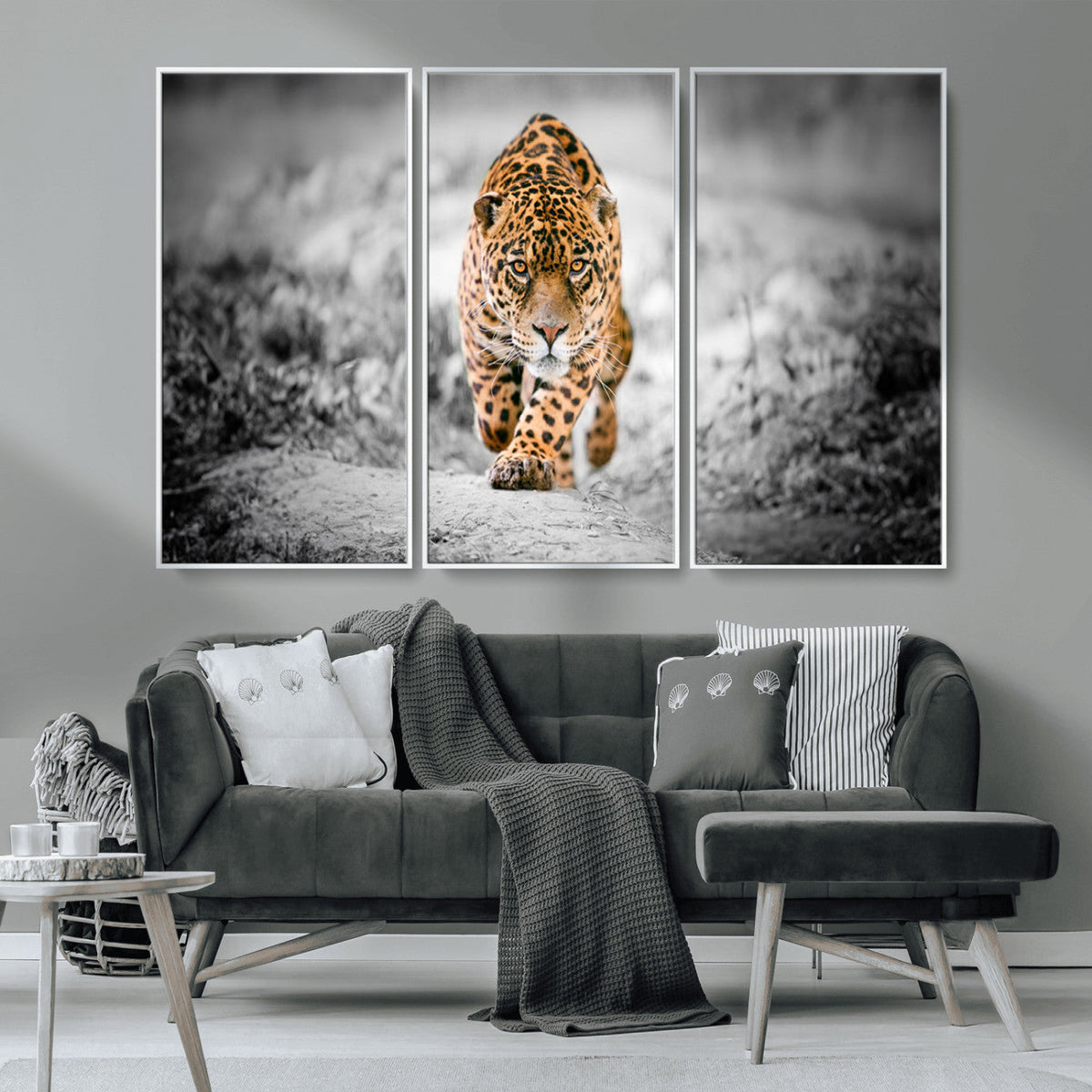 Jaguar Wall Art Canvas Print, Majestic Big Cat in Focused Pursuit