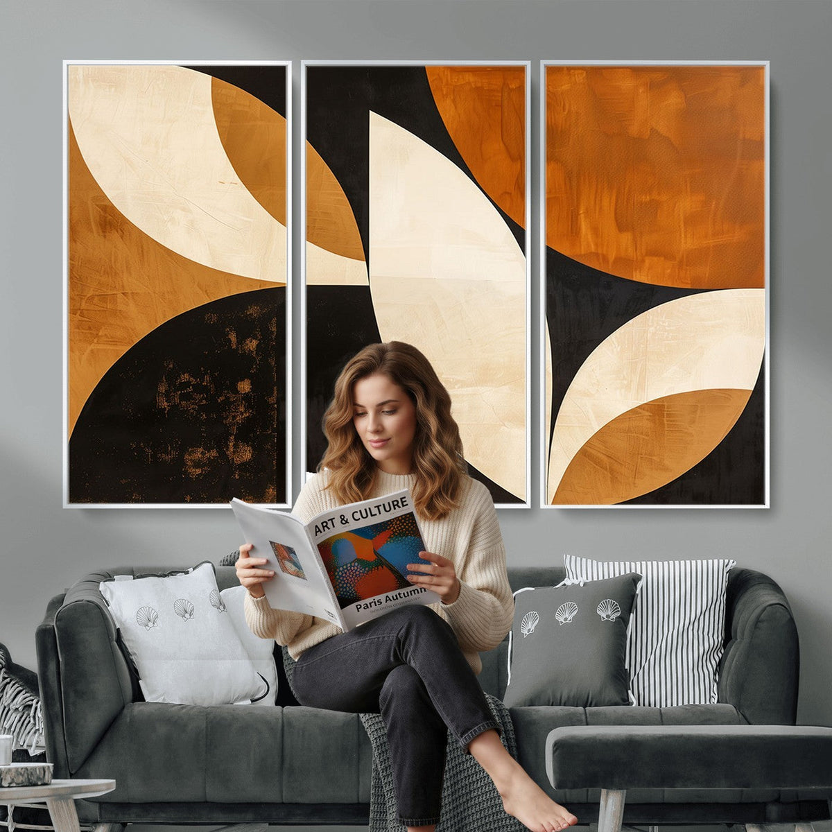 Geometric Abstract Wall Art Canvas Print, Mid Century Modern Wall Art