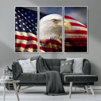 American Flag Eagle Symbol Wall Art Canvas Print, Patriotic American Flag Eagle Wall Art